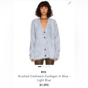 R13 brushed cashmere cardigan, size small